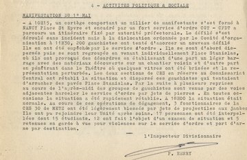 Rapport de police concernant les manifestations du 1er mai 1973, 1 I 186