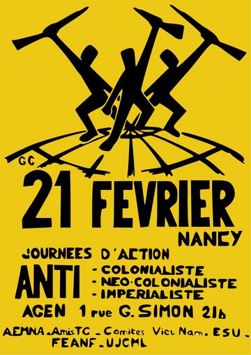 Affiche de Guy Charoy pour la journée anti colonialiste de février 1968 