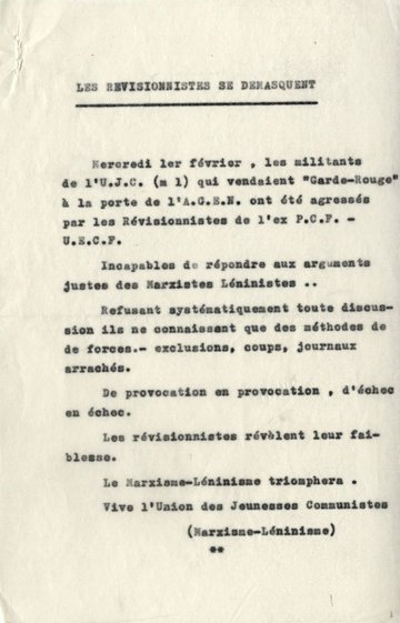 Tract "Les révisionnistes se démasquent", 1968, 2 I 98